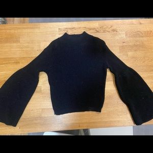 bell sleeve knit turtleneck sweater